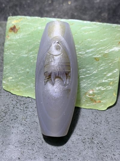 精美亚光高玉化天眼纹巴西玛瑙手工俏色巧雕富贵有鱼吊坠（把件）一个！ - 精美亚光高玉化天眼纹巴西玛瑙手工俏色巧雕富贵有鱼吊坠（把件）一个！