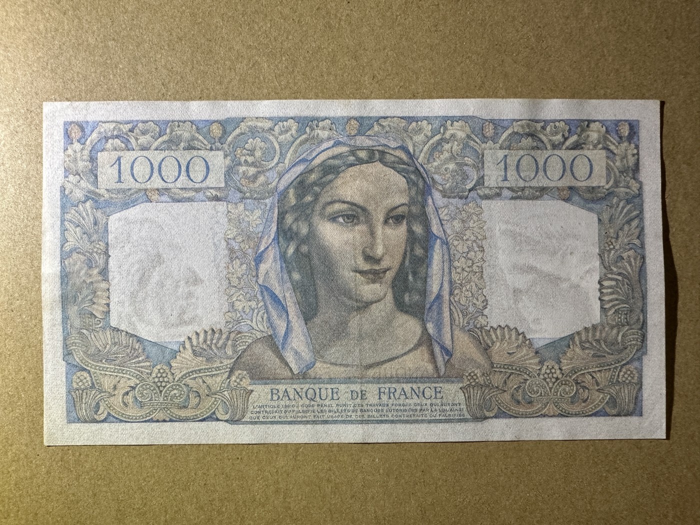 《张总收藏》127期-外币精品汇 法国1000法郎 XF 1948年