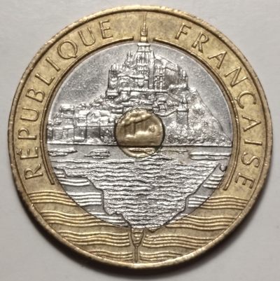 布加迪🐬～世界钱币🌾第47期 /  欧美亚洲各国币  - 法国🇫🇷 1992年 20法郎 圣玛利亚大教堂 双色镶嵌币