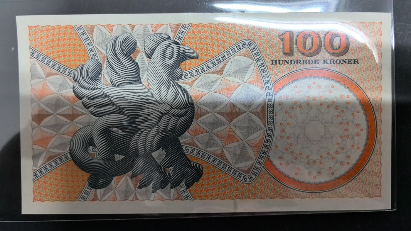 丹麦2002年100马克 P-61 无47 签名少 欧洲纸币 实物图 UNC