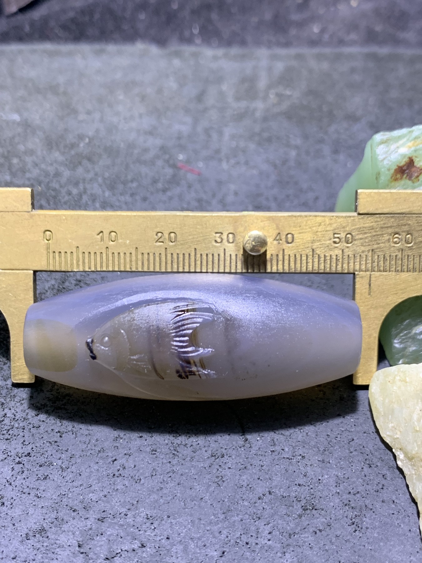 精美亚光高玉化天眼纹巴西玛瑙手工俏色巧雕富贵有鱼吊坠（把件）一个！
