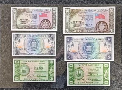 【礼羽收藏】🌏世界钱币拍卖第21期 - 全新UNC 萨摩亚，纸币，1963再版+1967再版，两套