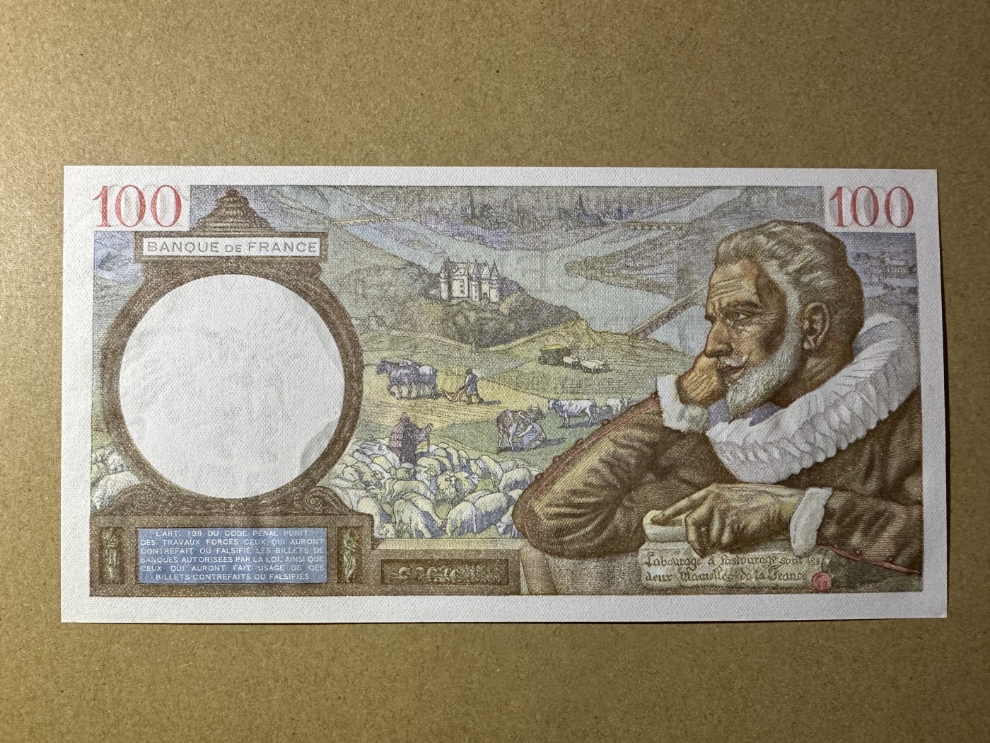《张总收藏》127期-外币精品汇 法国100法郎 UNC 1942年 母与子