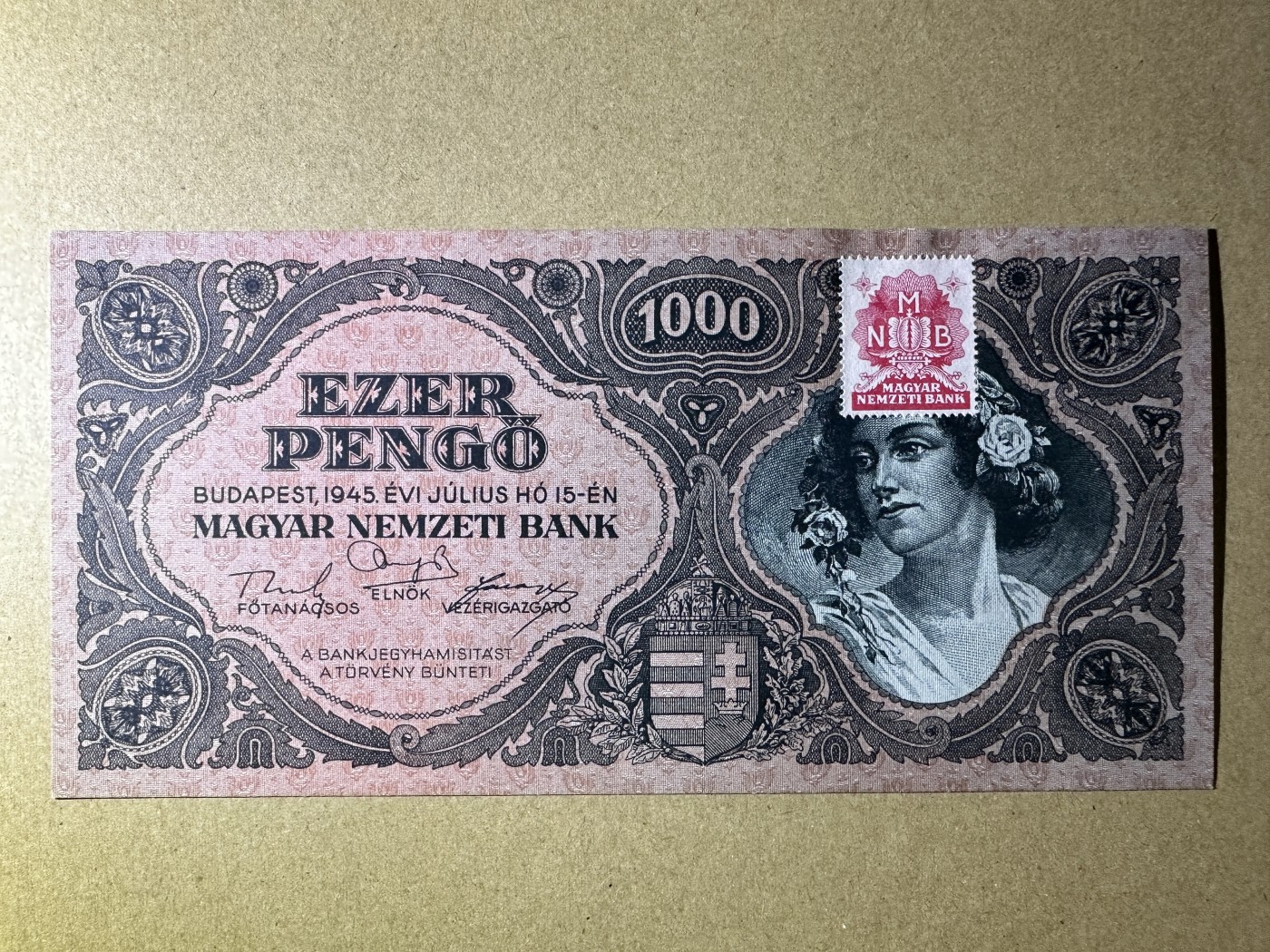 《张总收藏》127期-外币精品汇 匈牙利1000元 UNC 1945年版 