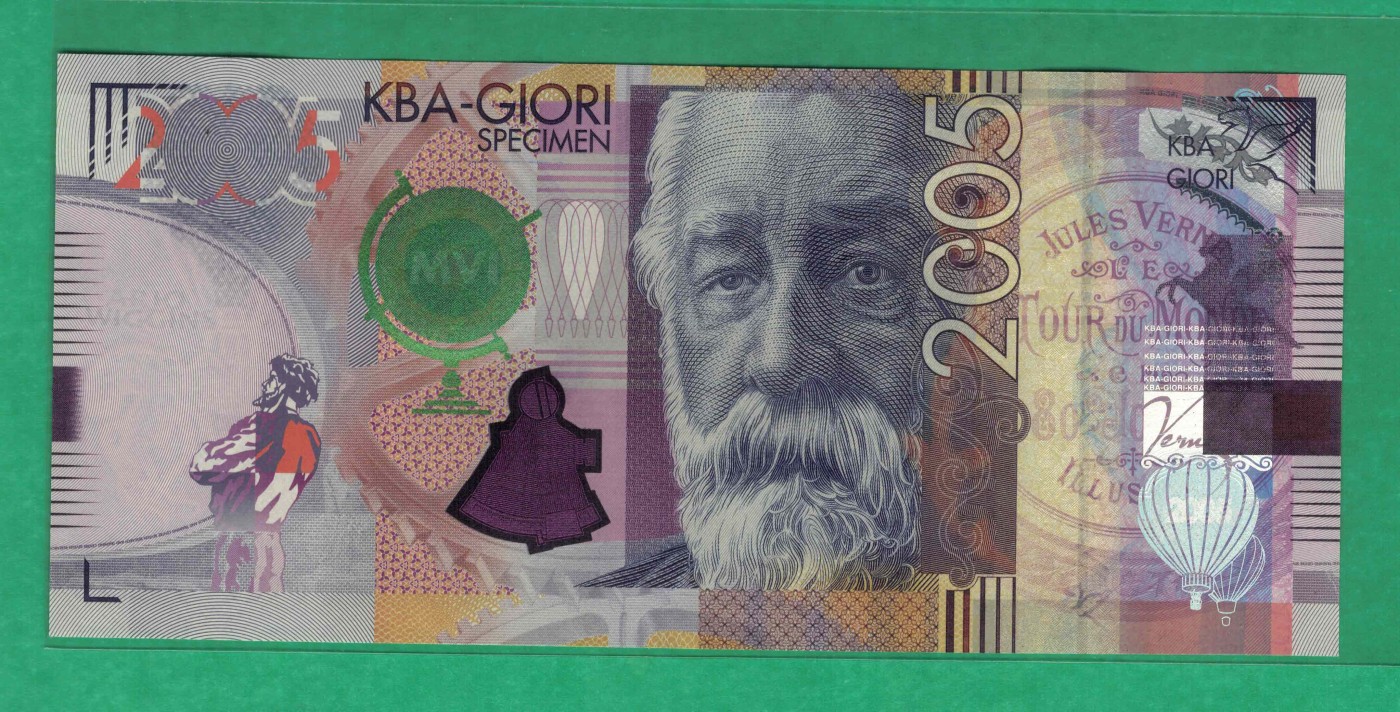 瑞士2005年KBA(高宝)公司儒勒·凡尔纳测试钞(测试券) 完整版 实物图 UNC