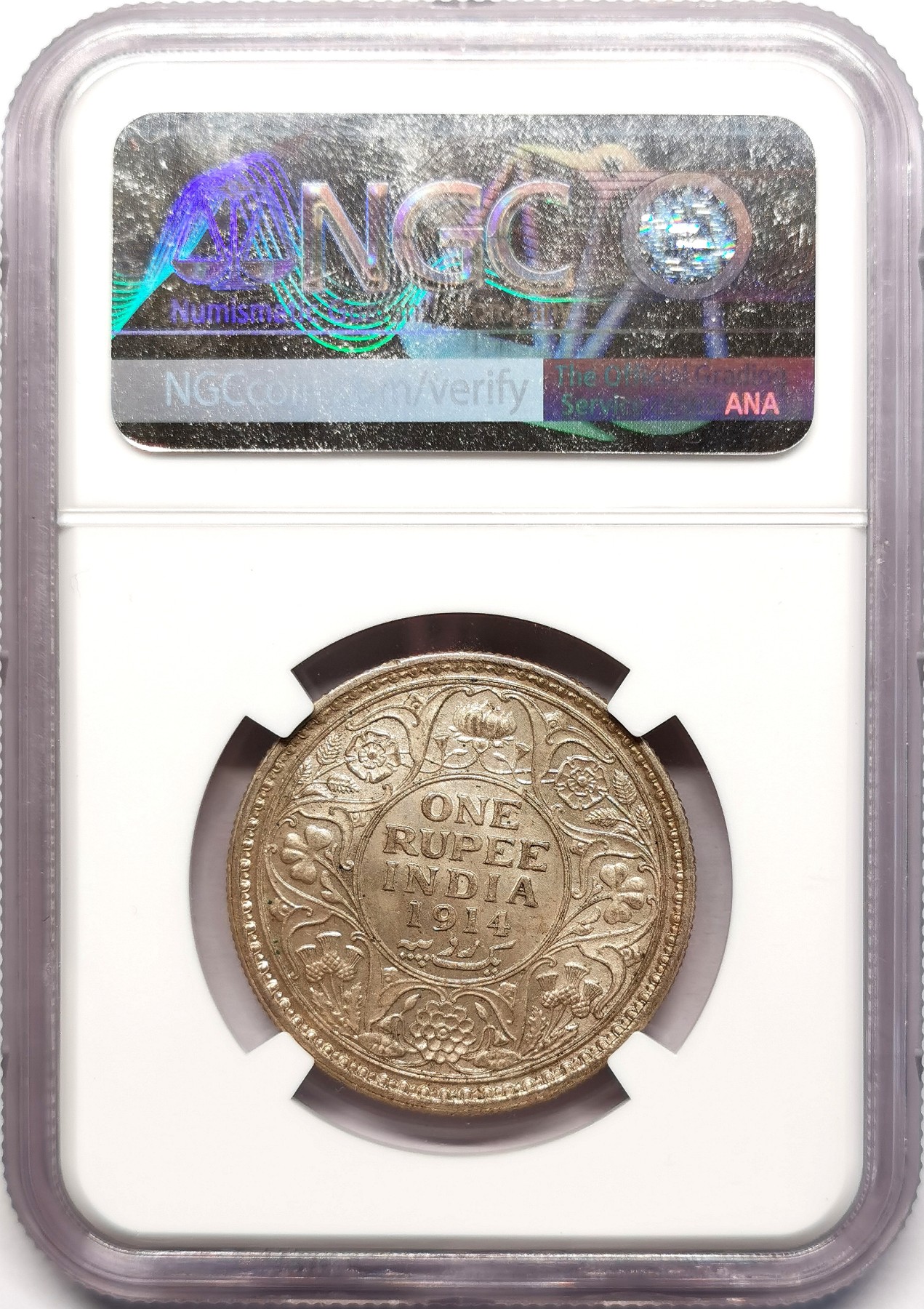 凡希社世界钱币微拍第二百五十五期 1914C英属印度乔五卢比NGC-MS63