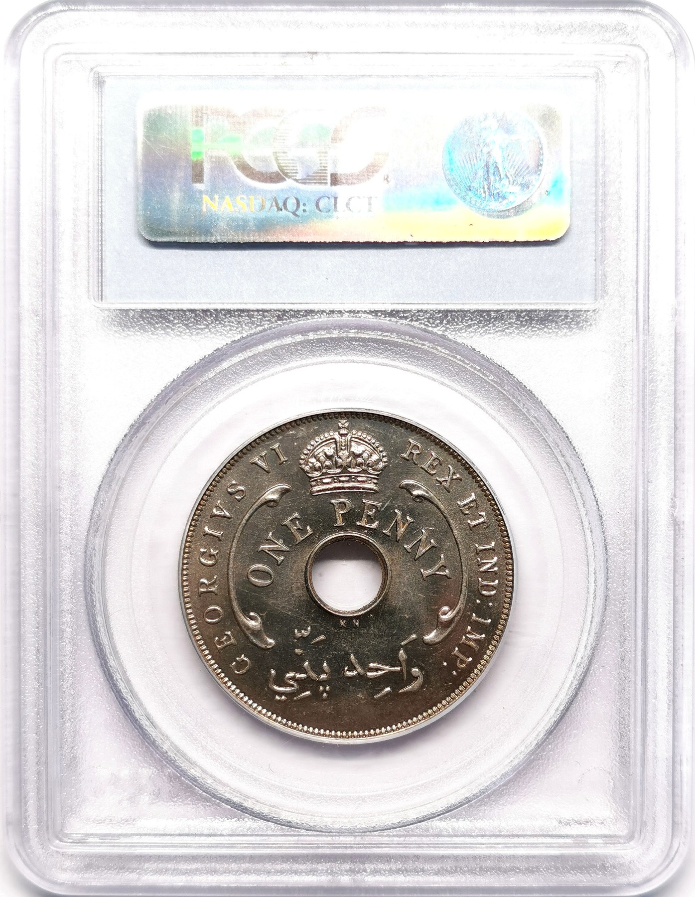 凡希社世界钱币微拍第二百五十五期 1937KN英属西非中孔1便士PCGS-SP64 
