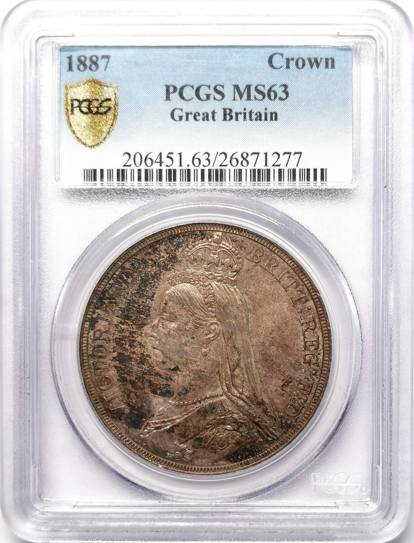凡希社世界钱币微拍第二百五十五期 荐！1887英国老维高冠马剑PCGS-MS63烟熏彩绝美！