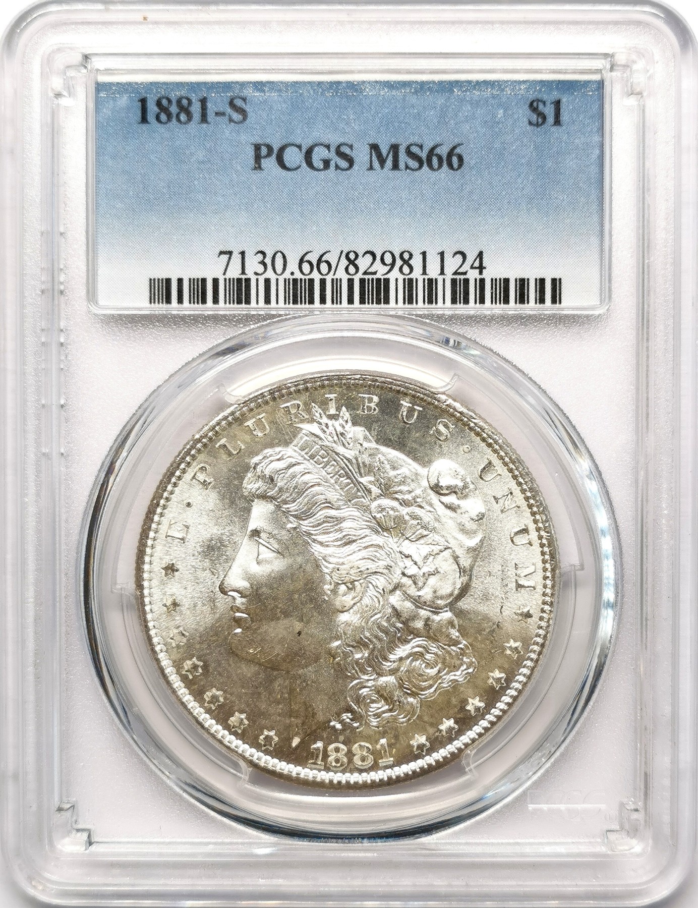 凡希社世界钱币微拍第二百五十五期 1881S美国摩根壹元PCGS-MS66高分收藏级！