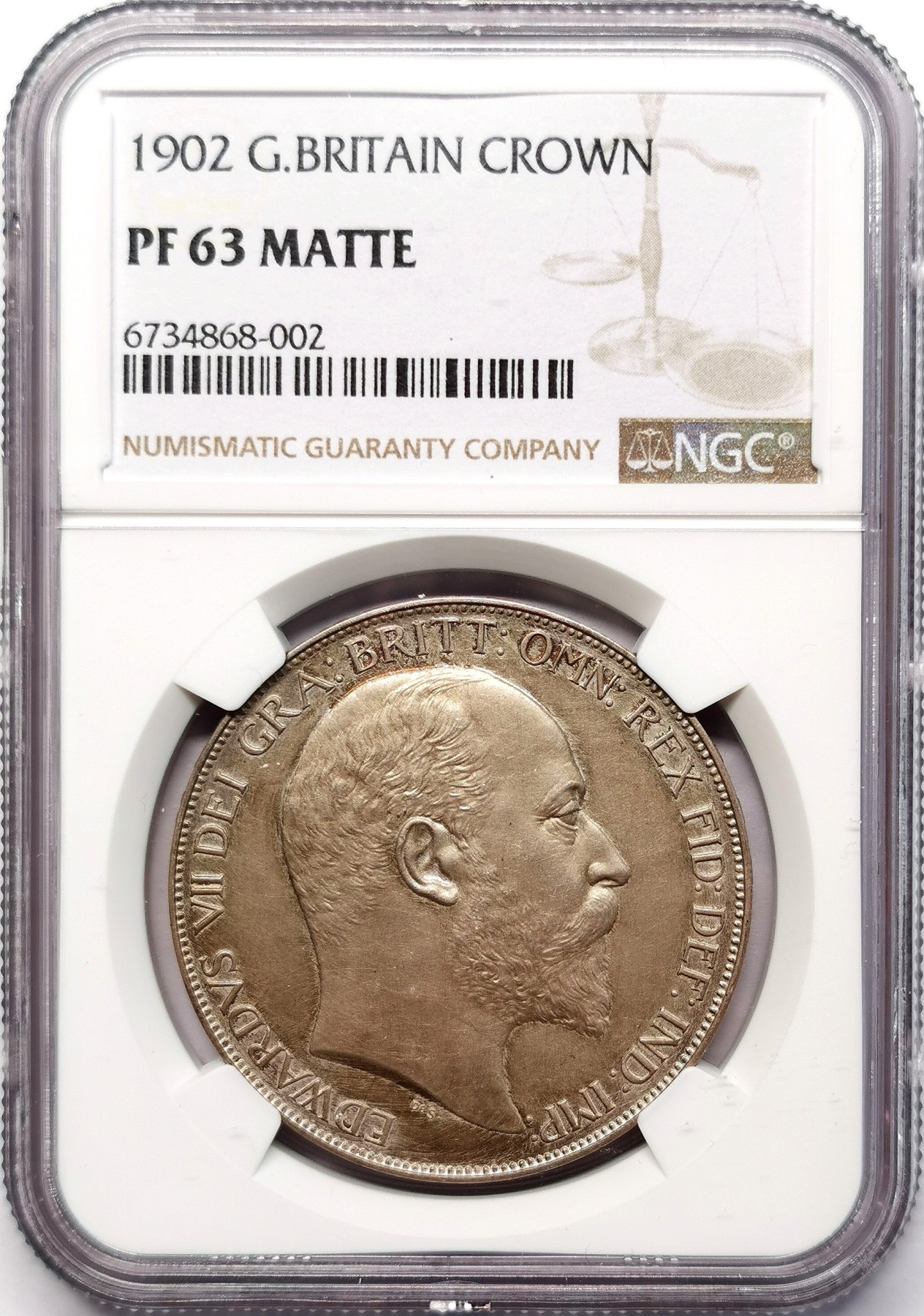 凡希社世界钱币微拍第二百五十五期 1902英国爱七马剑精铸NGC-PF63Matte