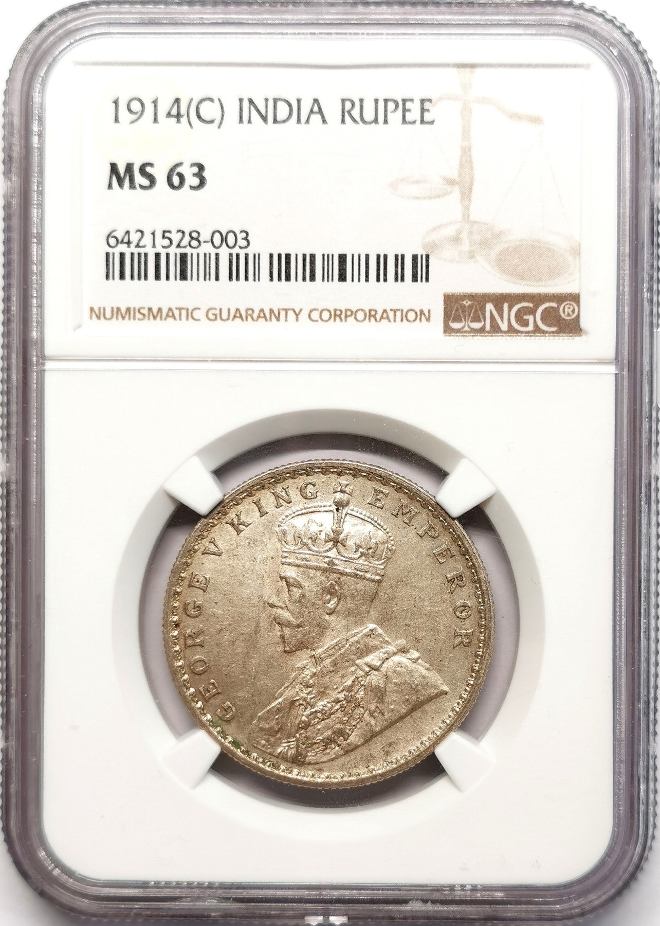 凡希社世界钱币微拍第二百五十五期 1914C英属印度乔五卢比NGC-MS63