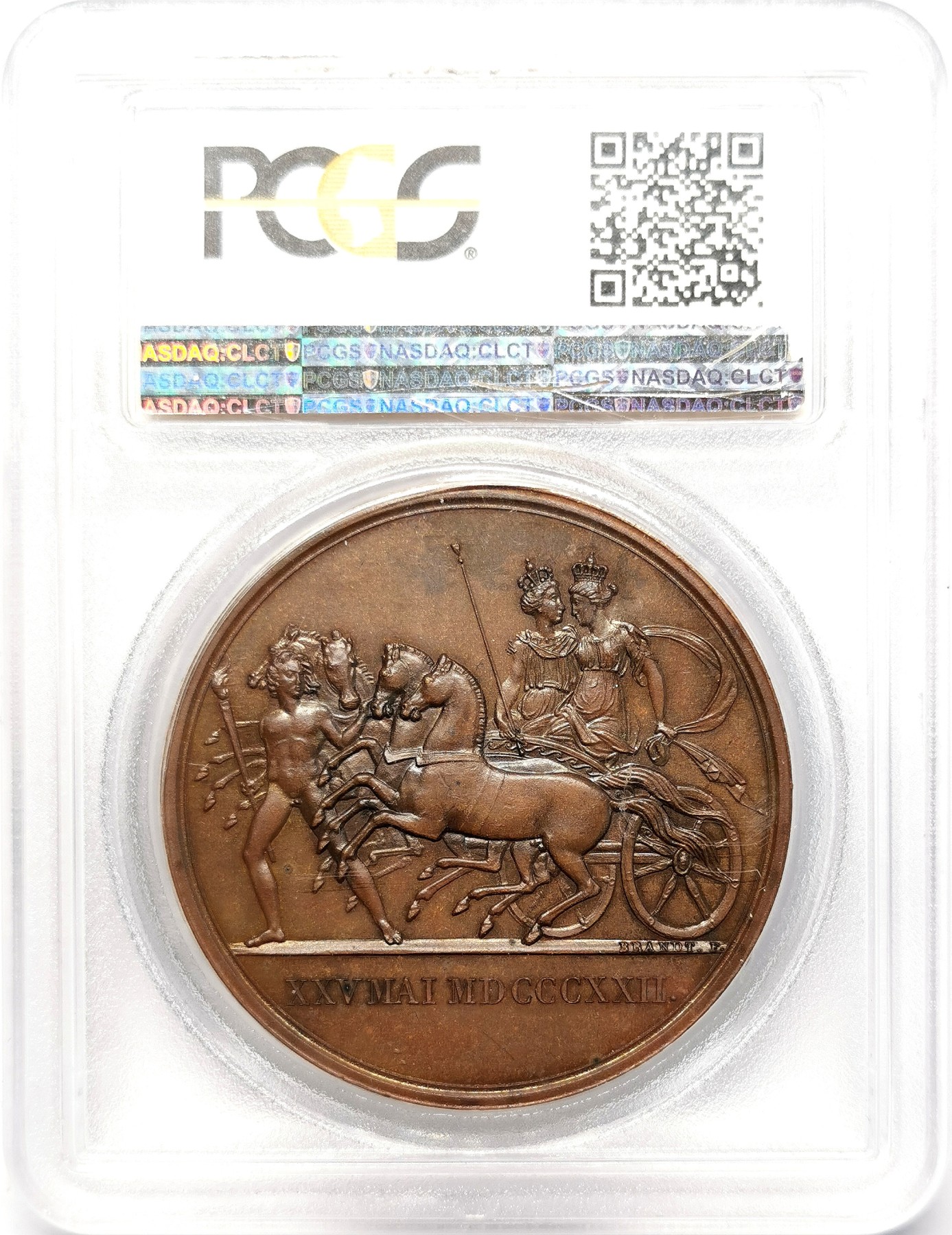 凡希社世界钱币微拍第二百五十五期 1822梅克伦堡-什未林王室大婚纪念铜章PCGS-SP64