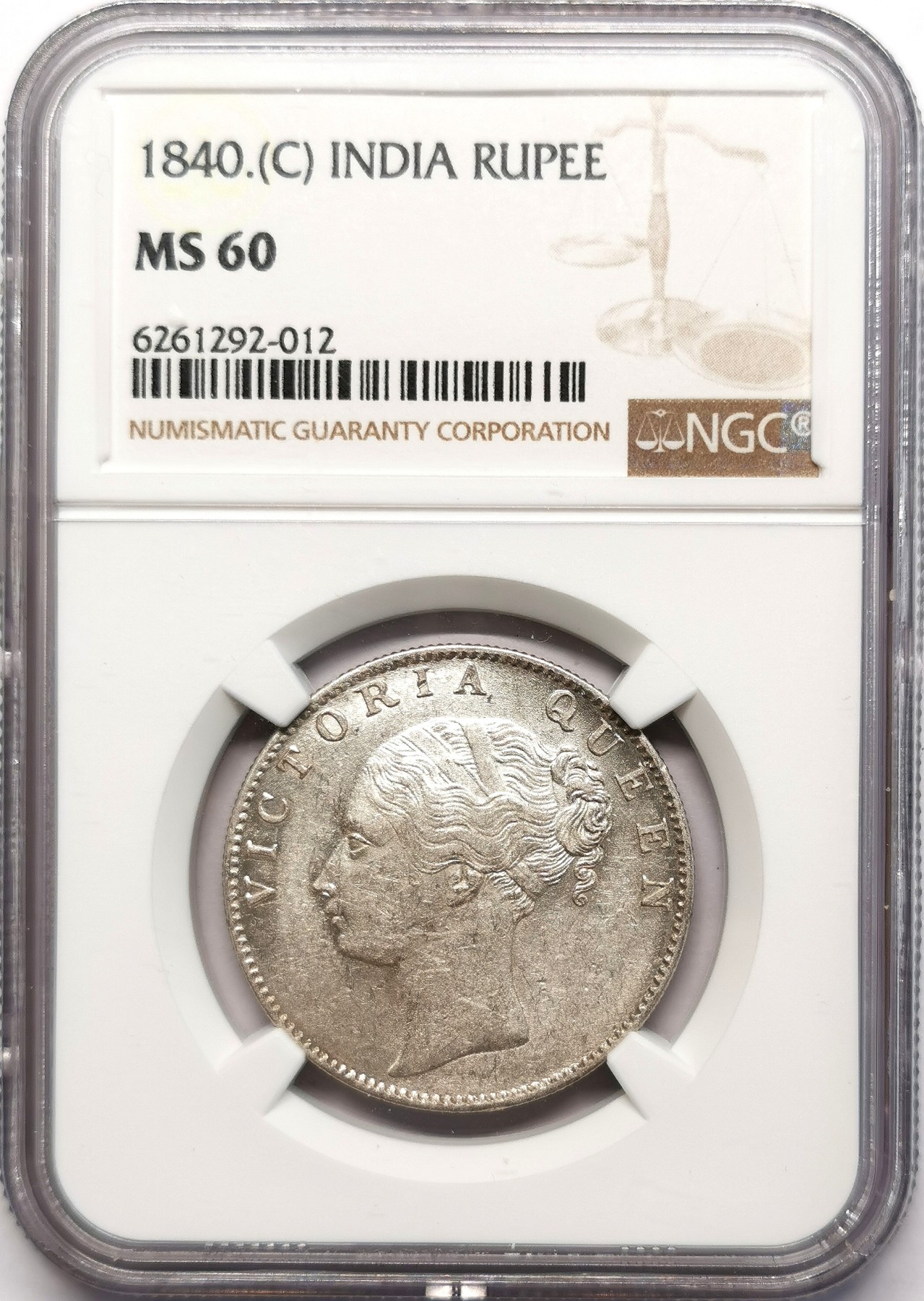 凡希社世界钱币微拍第二百五十五期 1840东印度公司小维卢比NGC-MS60