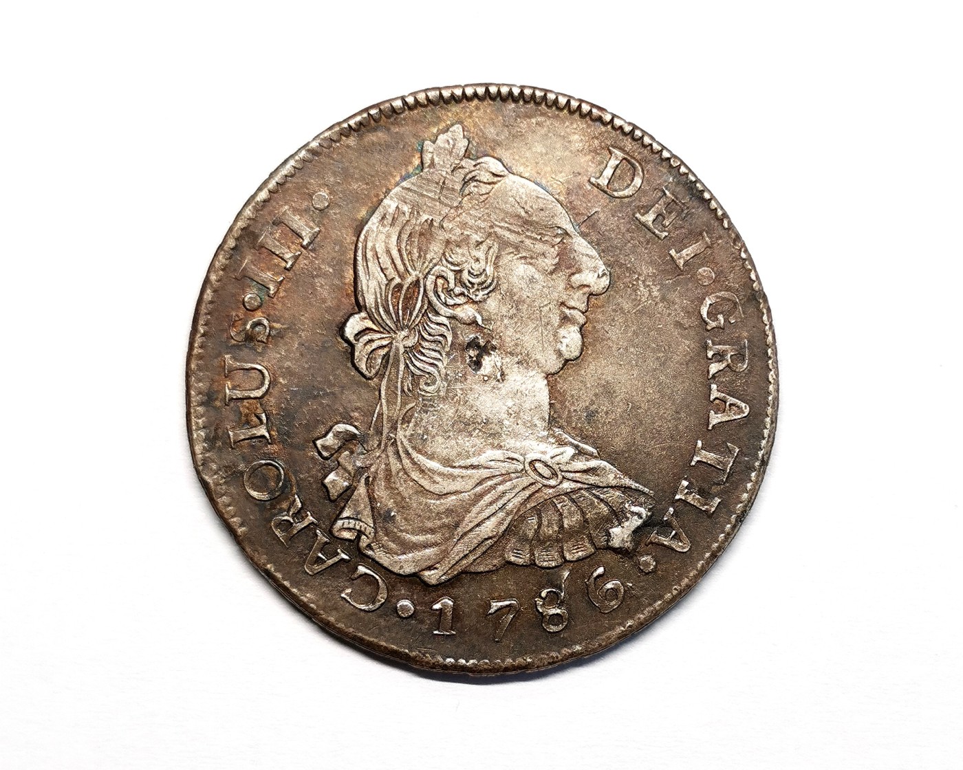 凡希社世界钱币微拍第二百五十五期 1786墨西哥卡三双柱 人像面有小伤