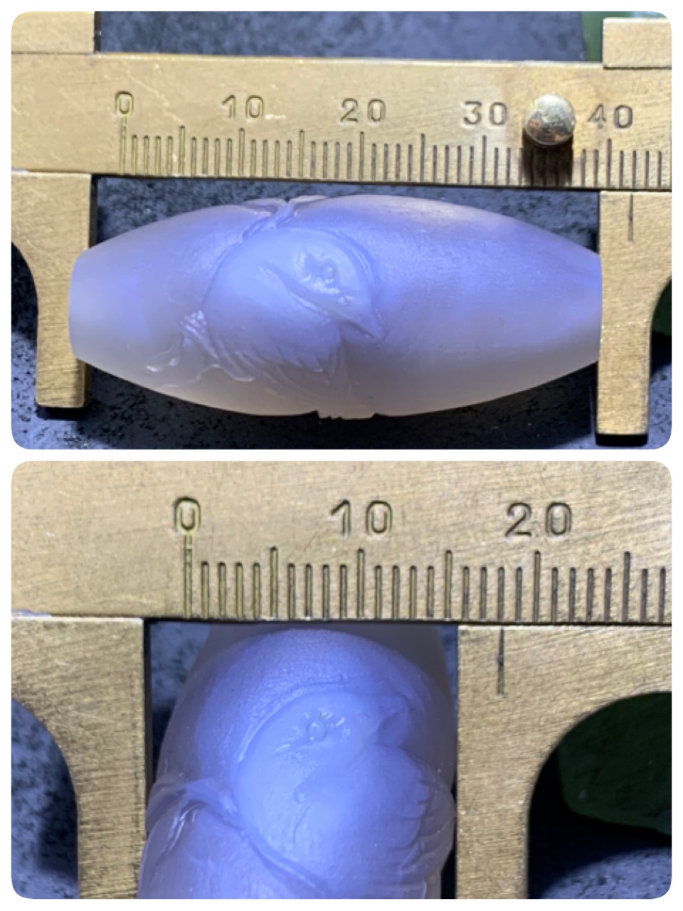 精美亚光高玉化巴西玛瑙手工俏色巧雕画眉大桶珠一个！
