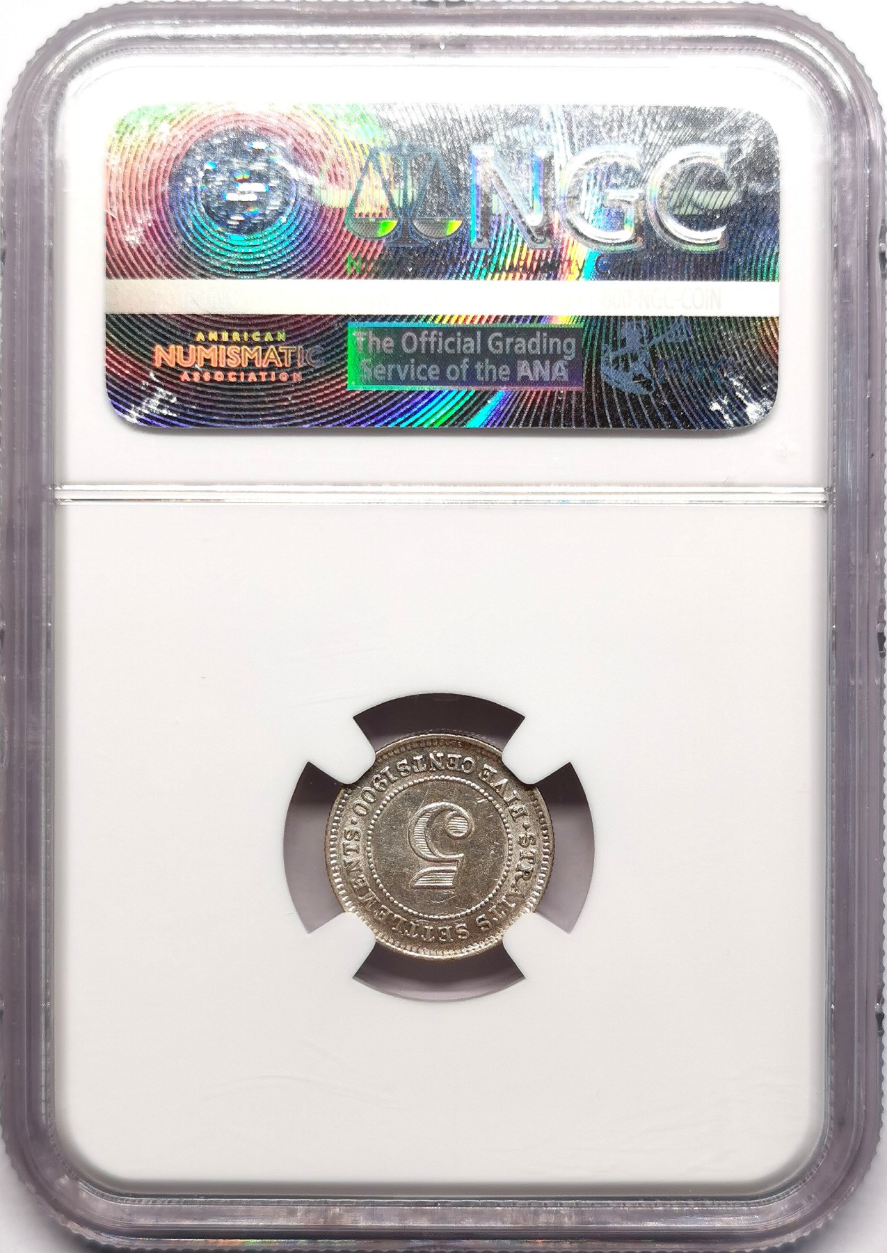 凡希社世界钱币微拍第二百五十五期 1900H海峡小维5分银毫NGC-AUD