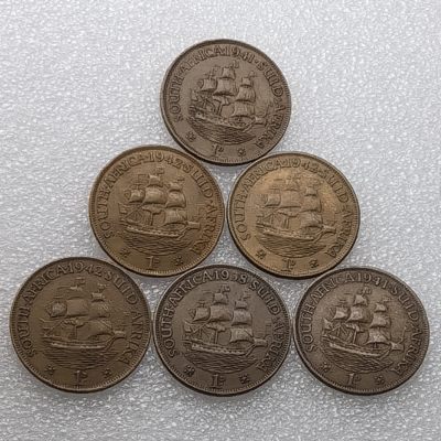 【铜匠收藏】第『63』散币 少量批发局《接受代拍 代送NGC评级》 - 南非 乔六 1便士 6枚 铜币