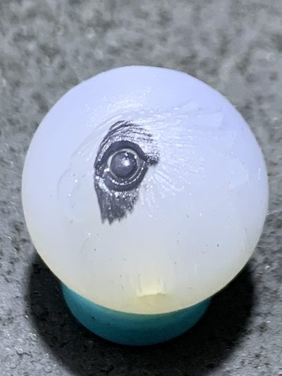 精美高玉化亚光原皮海洋玉髓手工俏色巧雕鹦鹉随形圆珠一个 - 精美高玉化亚光原皮海洋玉髓手工俏色巧雕鹦鹉随形圆珠一个