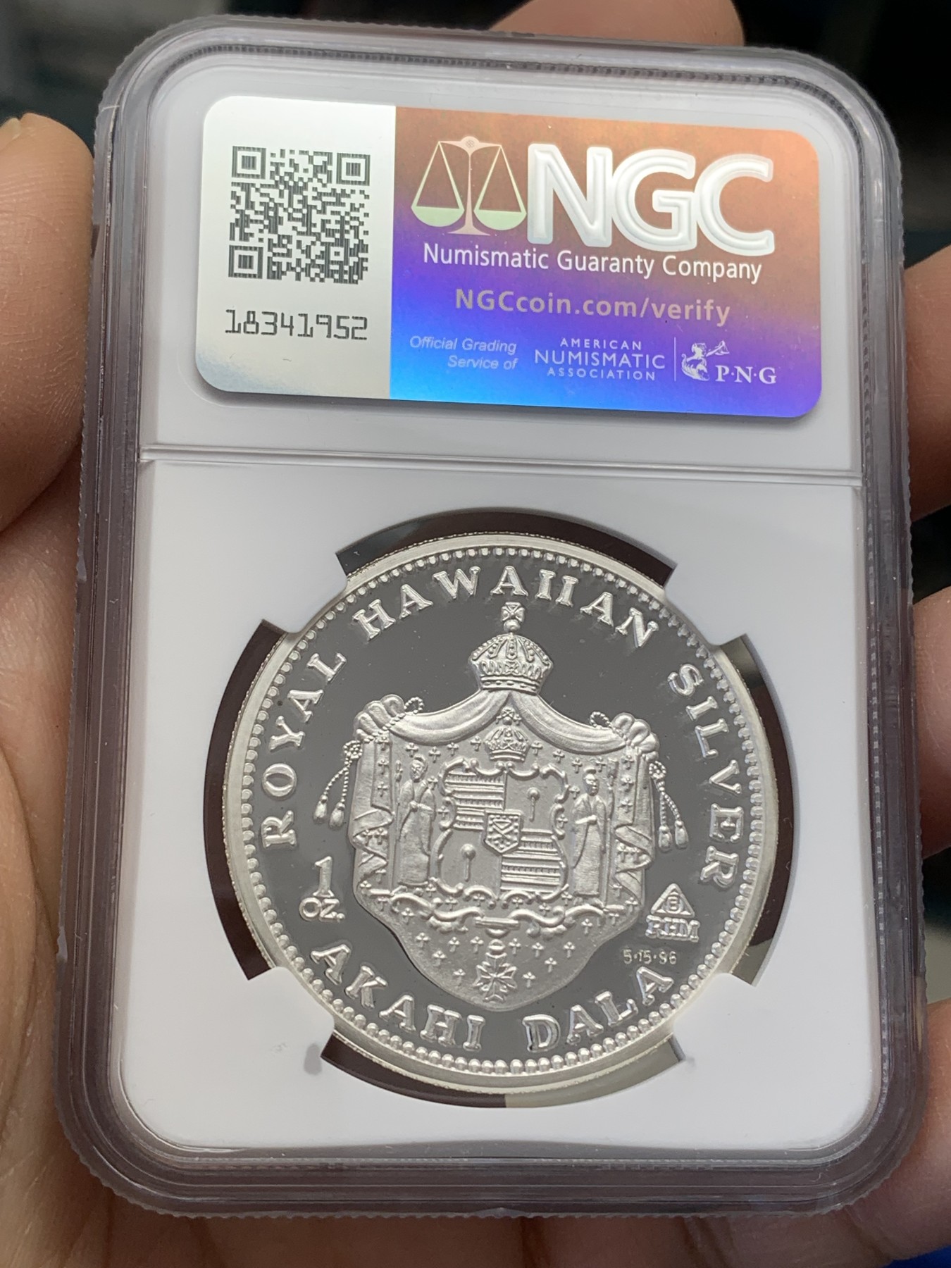 《竞宝斋》第218场-周日，周一 2场 (全场包邮) 冠军分 NGC PF69 夏威夷王国1996年1盎司精制银币