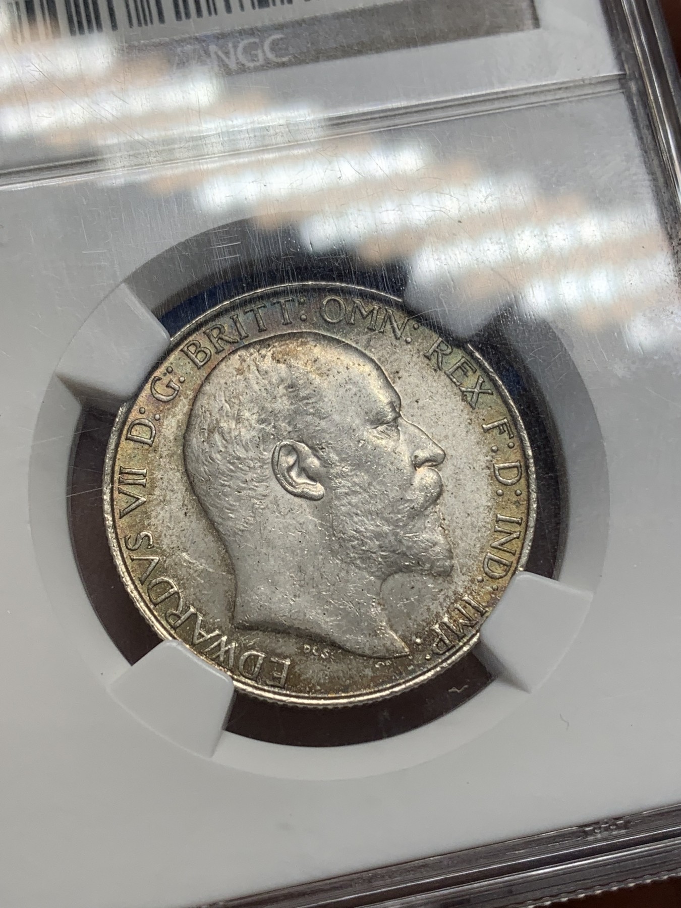 《竞宝斋》第218场-周日，周一 2场 (全场包邮) NGC-MS63 英国 1902年 爱德华七世 海神 2先令 银币 黄油彩