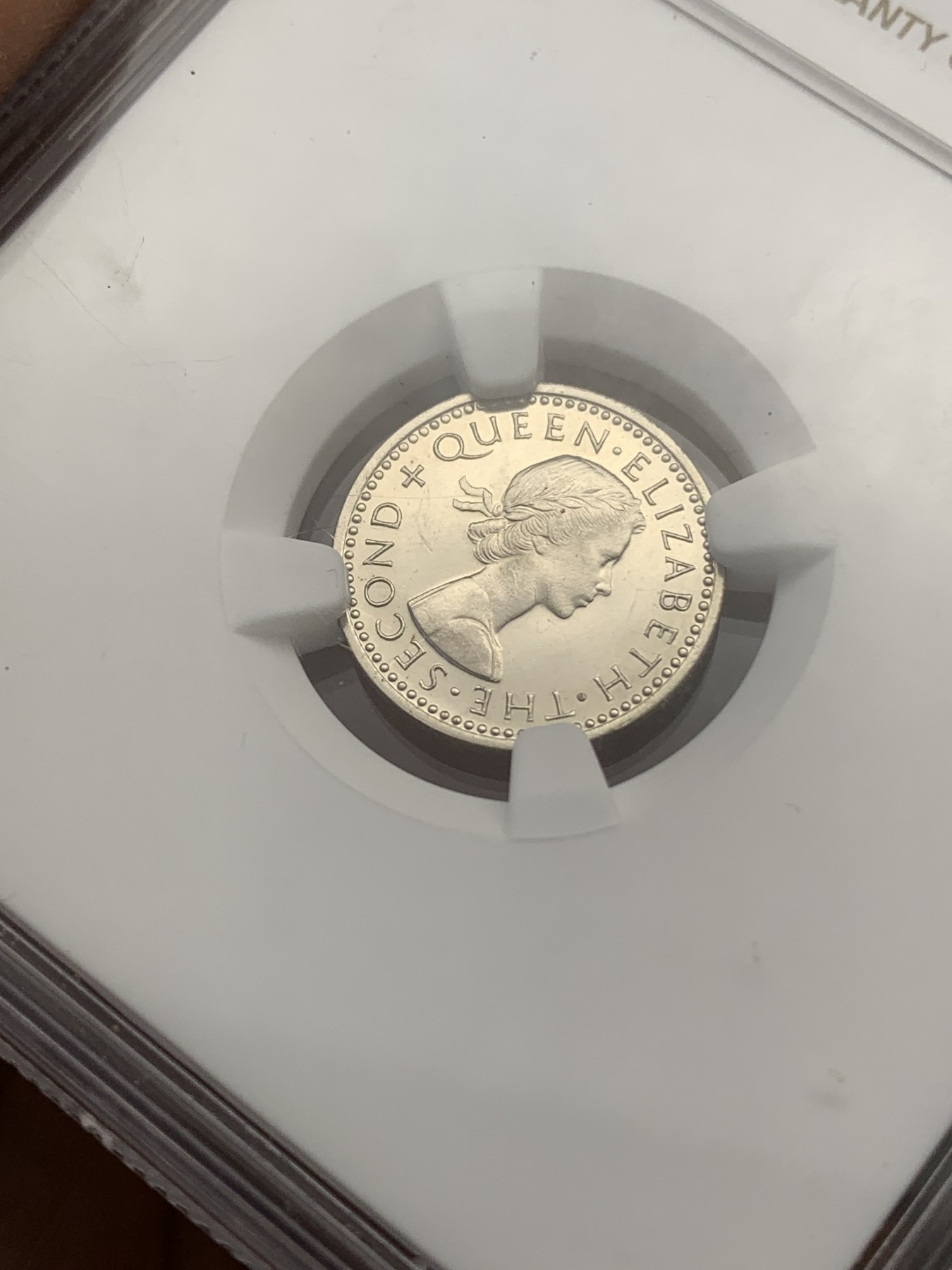 《竞宝斋》第218场-周日，周一 2场 (全场包邮) NGC PF63 罗德西亚和尼亚萨兰1955年3便士精制小银币