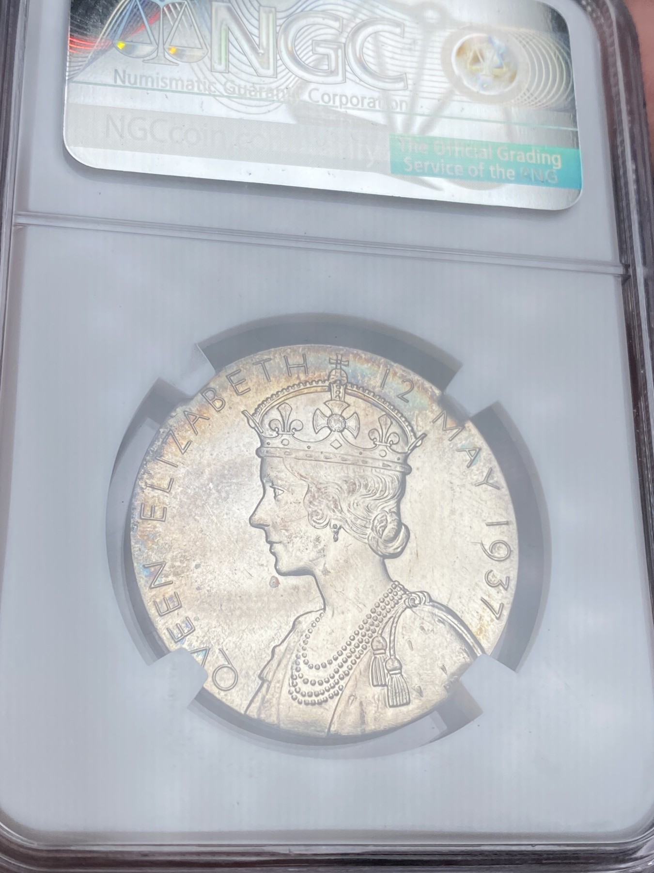 【北京钱博会拍卖周】万国钱币拍卖第020期 NGC MS63 1936年英国乔治六世加冕纪念银章 原盒幻蓝彩
