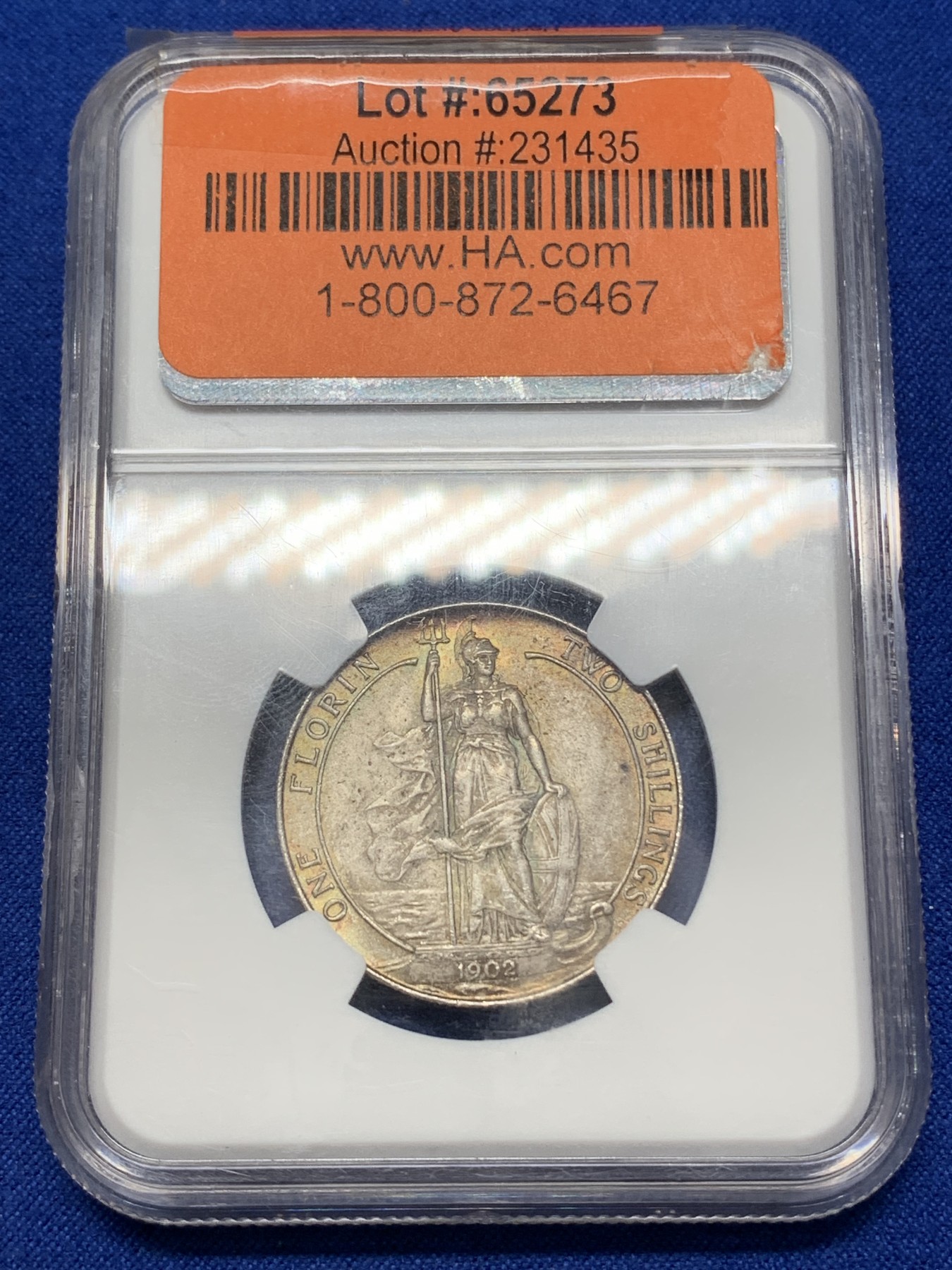 《竞宝斋》第218场-周日，周一 2场 (全场包邮) NGC-MS63 英国 1902年 爱德华七世 海神 2先令 银币 黄油彩