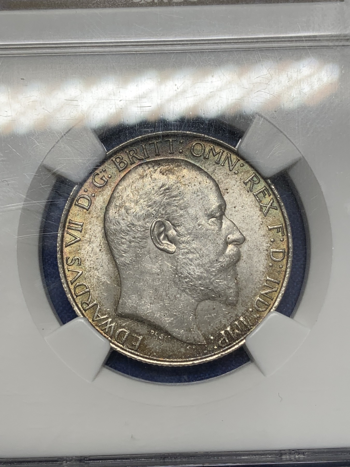 《竞宝斋》第218场-周日，周一 2场 (全场包邮) NGC-MS63 英国 1902年 爱德华七世 海神 2先令 银币 黄油彩