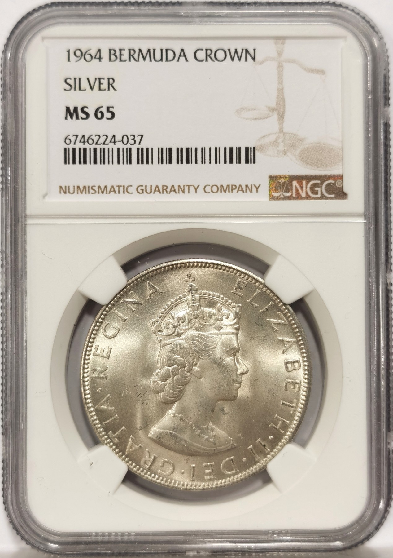 博洋堂【北京钱博会拍卖周】精品专场暨第54期（全场包邮） NGC MS65 英属百慕大1964年伊丽莎白二世1克朗银币，收藏级分数