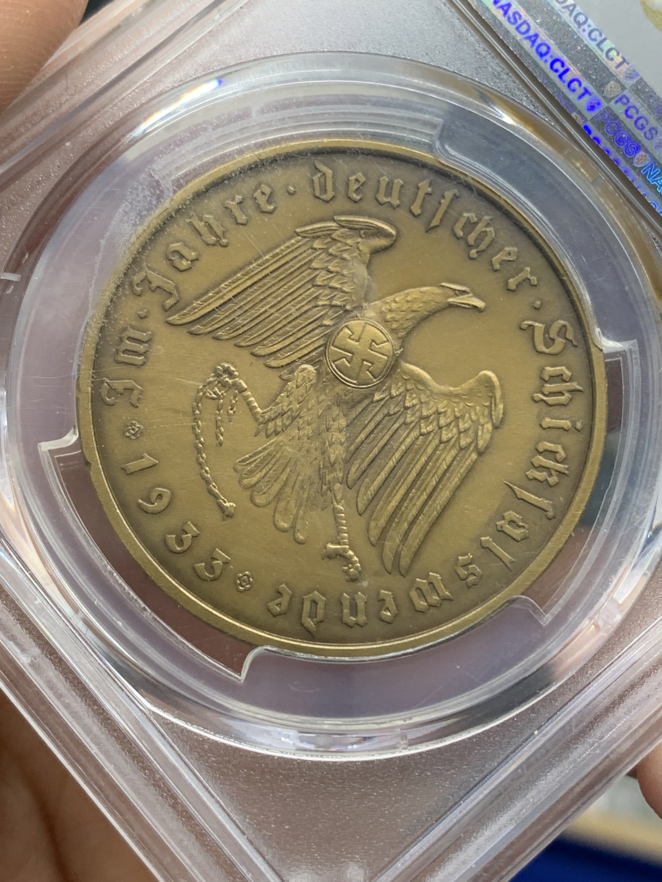 《竞宝斋》第218场-周日，周一 2场 (全场包邮) PCGS SP64 德国1933第三帝国元首执政纪念铜章，少见高分好品！