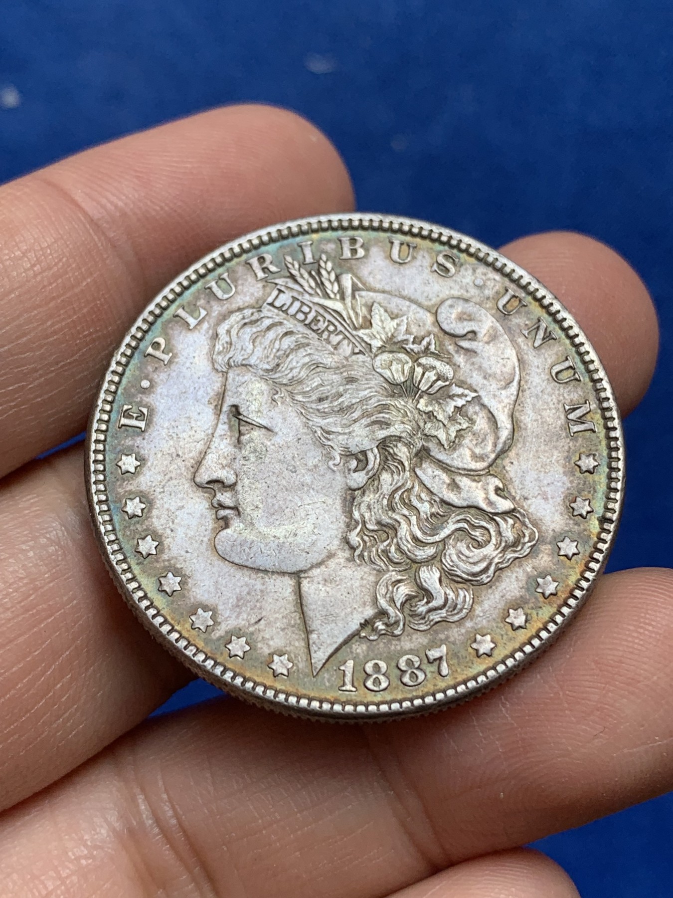 《竞宝斋》第218场-周日，周一 2场 (全场包邮) 美国 1887年 摩根银币1美元 深彩包浆