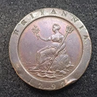 【淘币小摊】第二百一十二拍 散币场  周三到周日五连拍 满百包邮可预留 每周一发货  - 英国1797年乔治三世车轮二便士大铜币