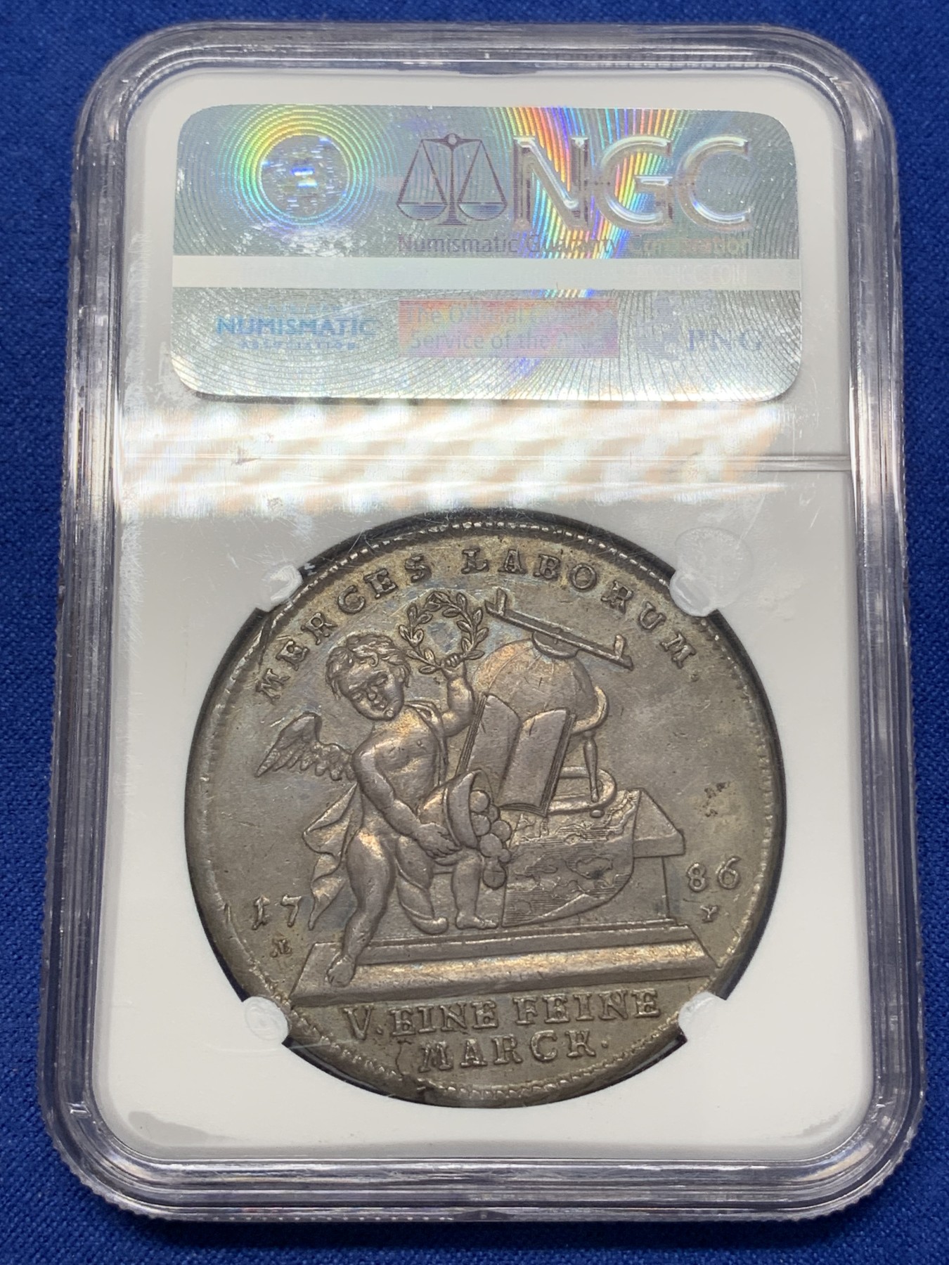 《竞宝斋》第218场-周日，周一 2场 (全场包邮) NGC AU55 德国 1786 维尔茨堡主教区 2泰勒 56克超大规格大银币 最新裸币成交价1950欧元