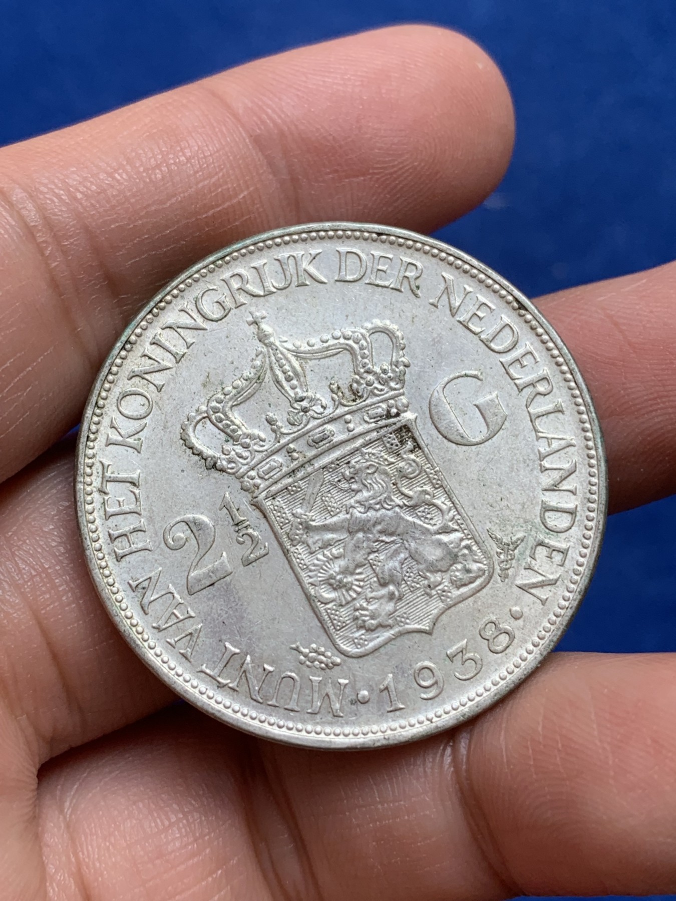 《竞宝斋》第218场-周日，周一 2场 (全场包邮) 荷兰1938年威廉明娜女王2.5盾大银币 光好细节不错