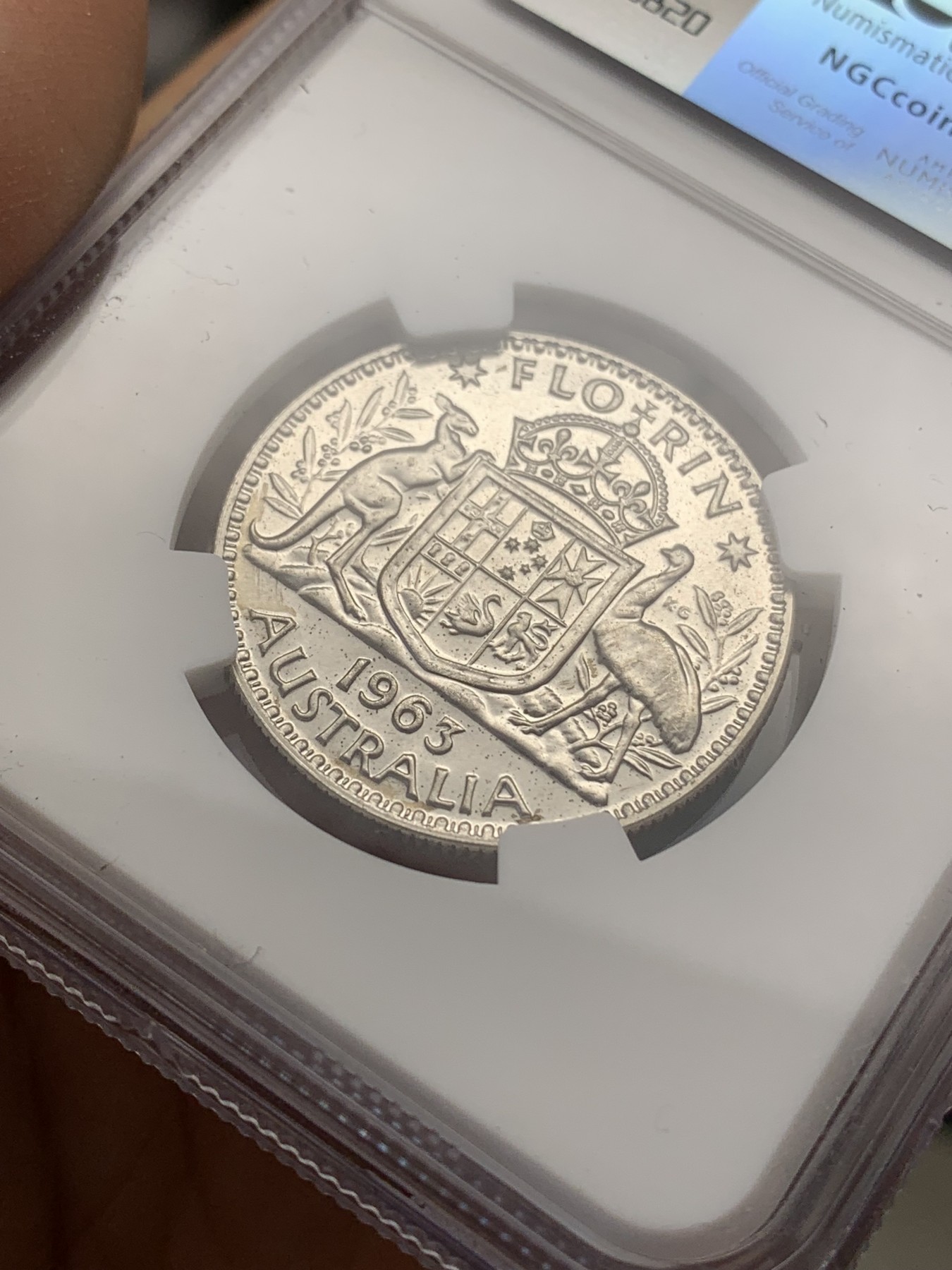 《竞宝斋》第218场-周日，周一 2场 (全场包邮) NGC MS64 澳大利亚 1963年 伊丽莎白女王青年头像2先令银币