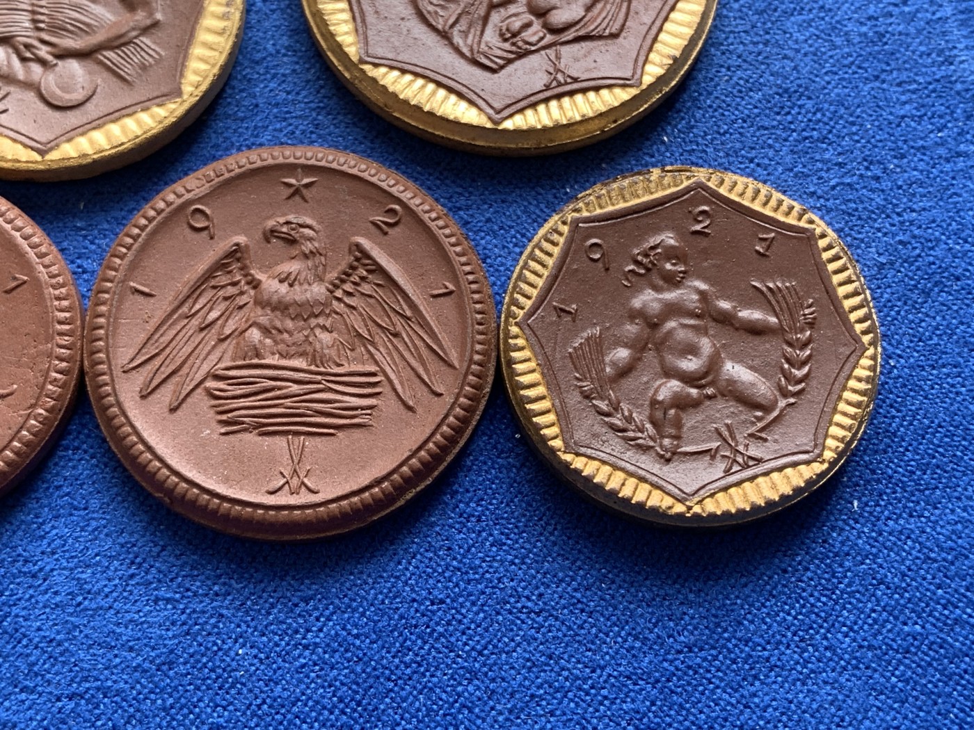 《竞宝斋》第218场-周日，周一 2场 (全场包邮) 7枚一组 1921德国紧急时期陶币