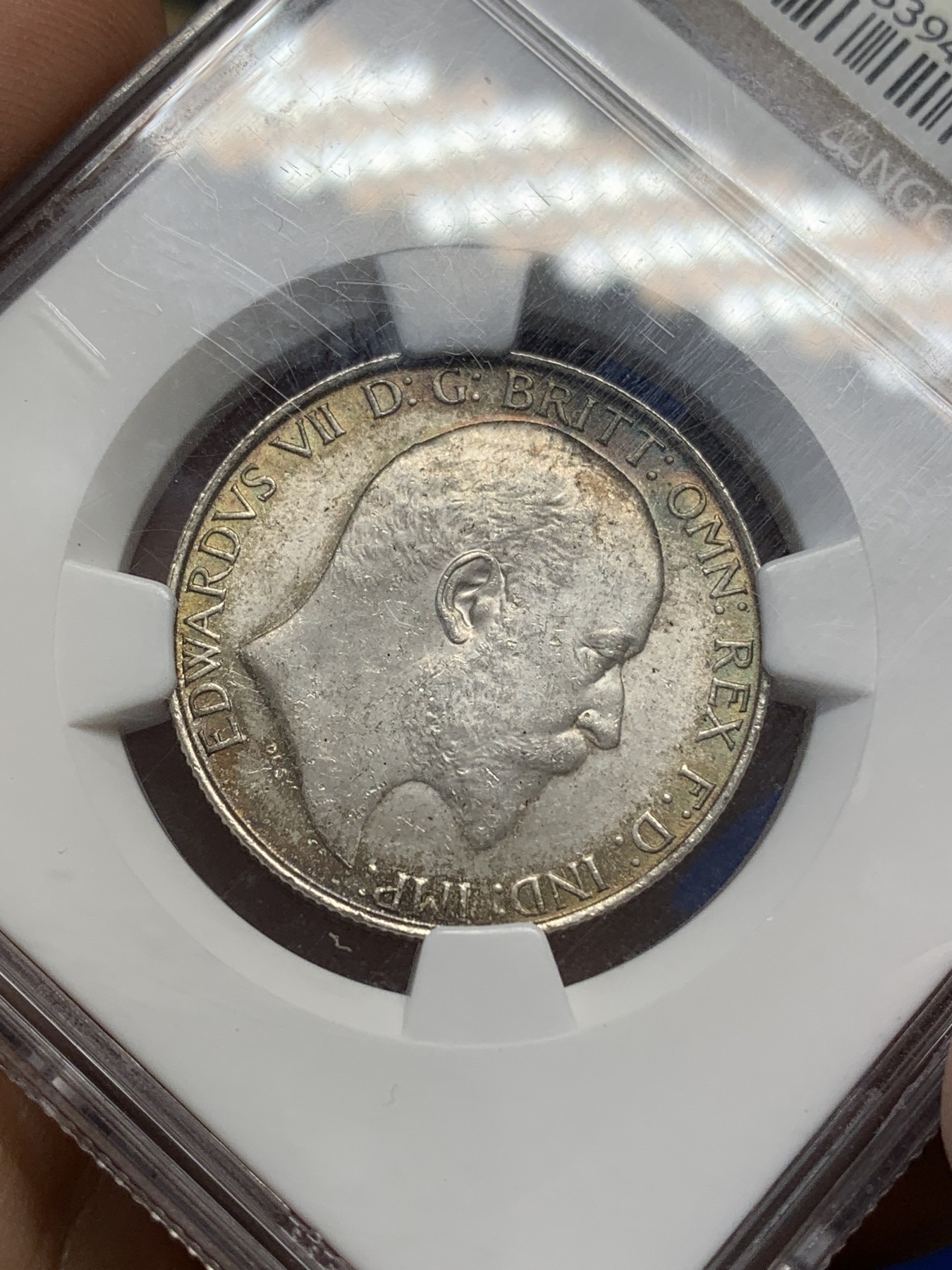 《竞宝斋》第218场-周日，周一 2场 (全场包邮) NGC-MS63 英国 1902年 爱德华七世 海神 2先令 银币 黄油彩