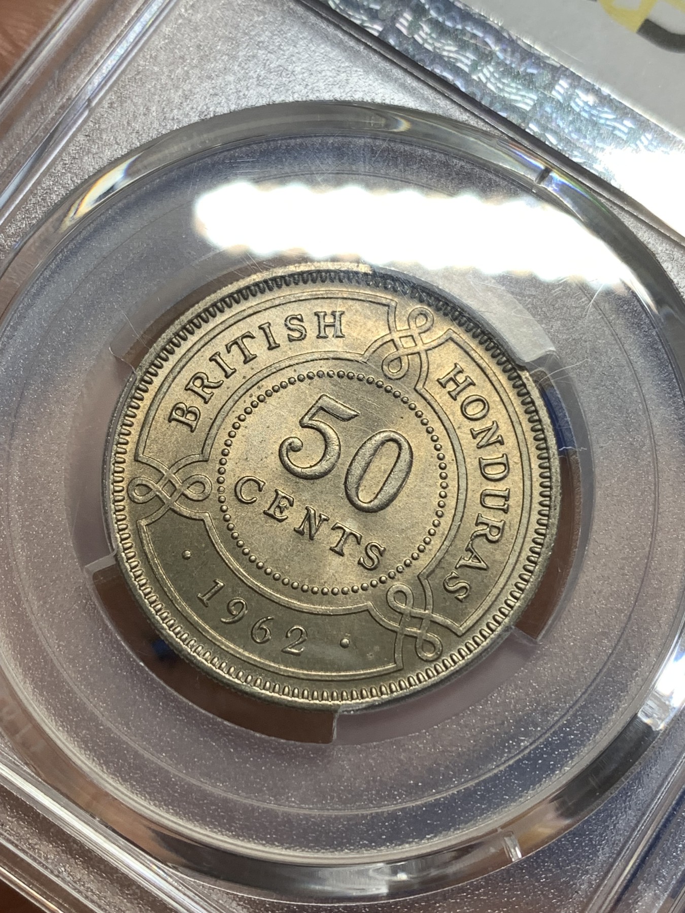 《竞宝斋》第218场-周日，周一 2场 (全场包邮) PCGS金盾 MS64 英属洪都拉斯1962年50分镍币