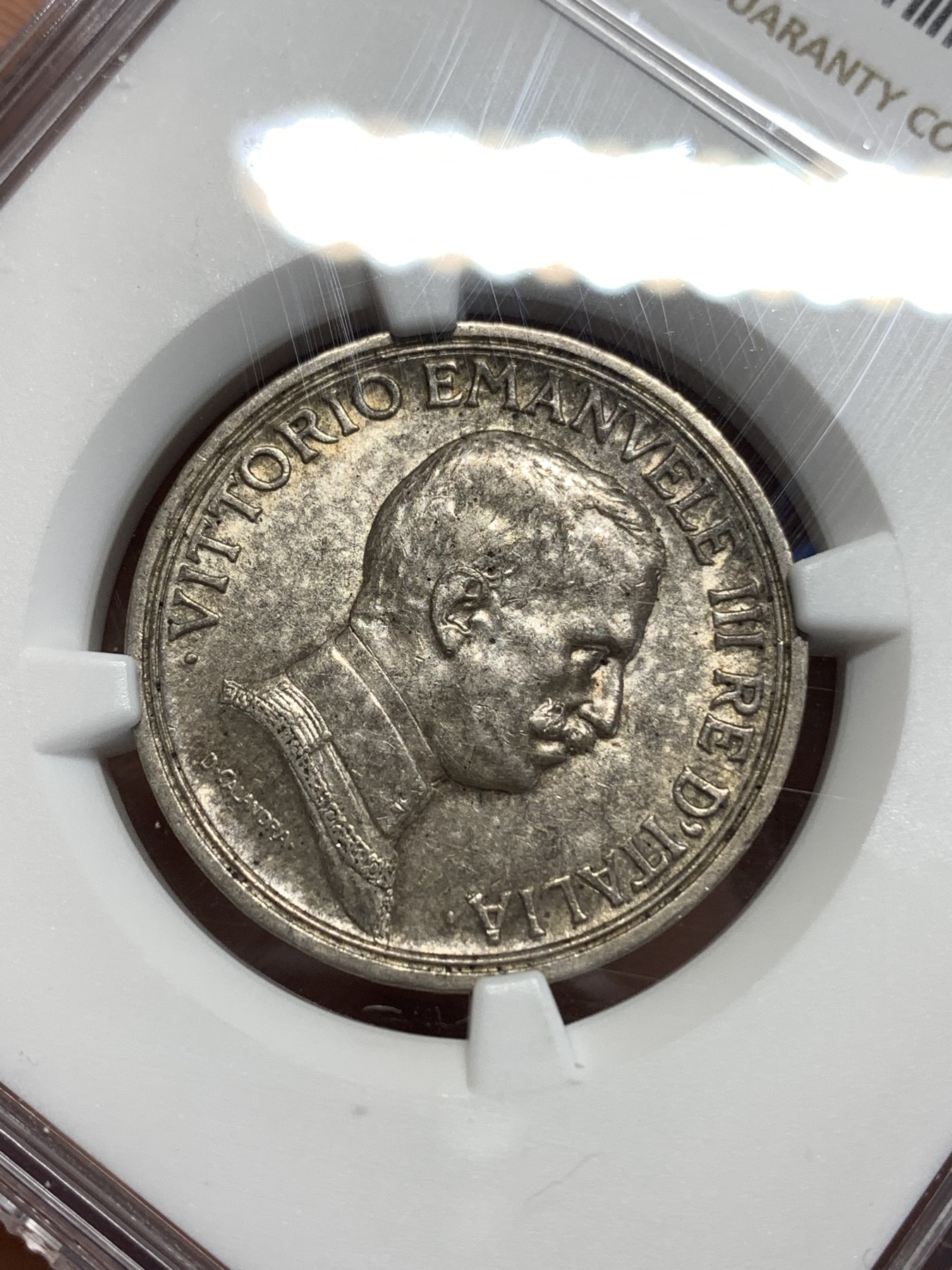 《竞宝斋》第218场-周日，周一 2场 (全场包邮) NGC-AU58 意大利1915-R 女神马车 2里拉银币