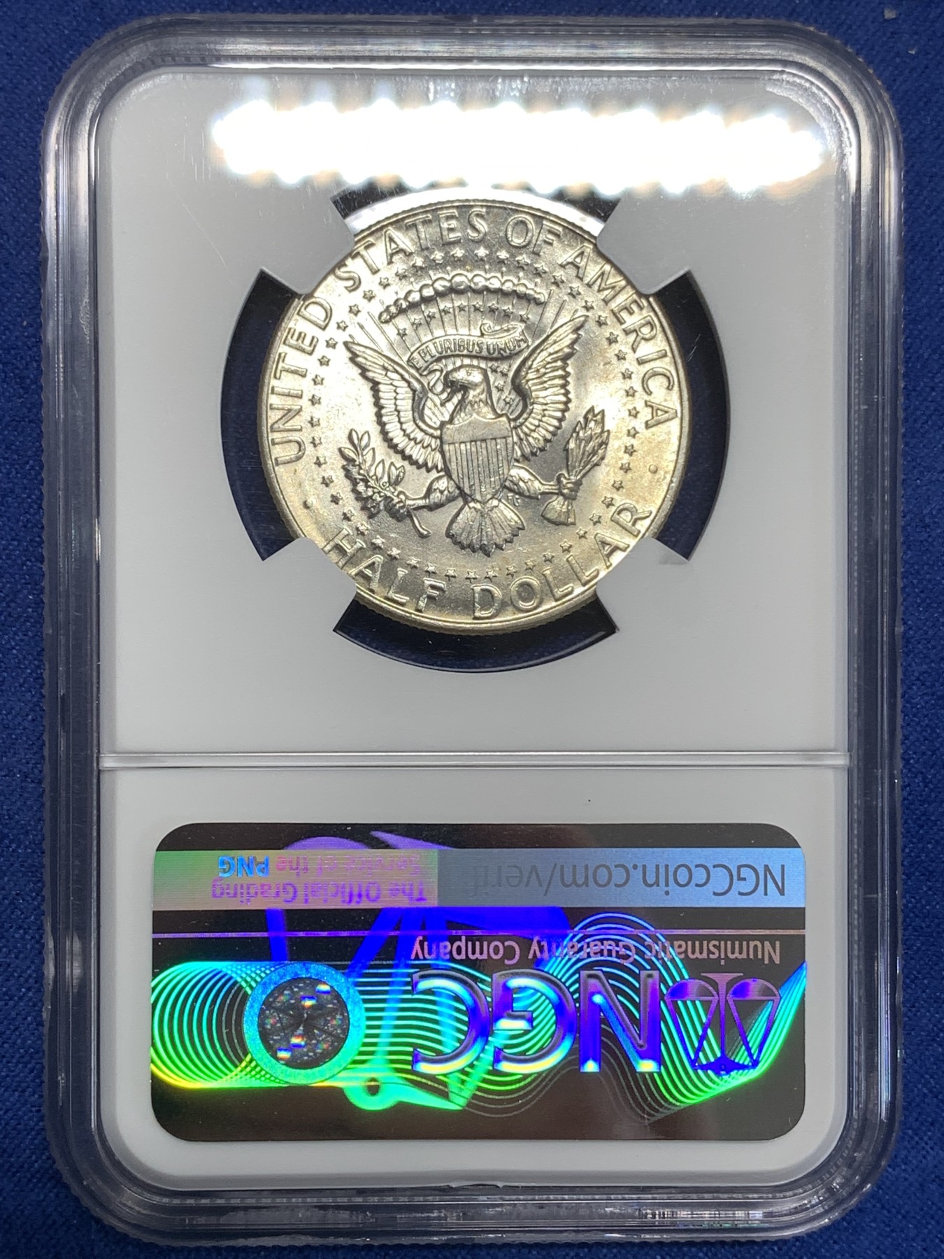 《竞宝斋》第218场-周日，周一 2场 (全场包邮) NGC-MS64 1964美国肯尼迪50美分银币，900高银版， 62，63常见，64分不常见。