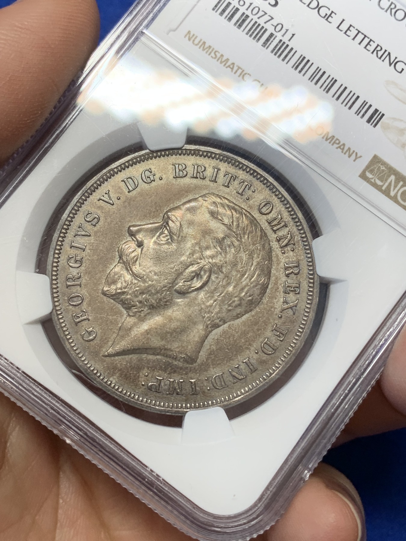 《竞宝斋》第218场-周日，周一 2场 (全场包邮) NGC AU55 英国 1935 乔治五世 木马剑 大银币 深彩包浆给分太难 整体非常好