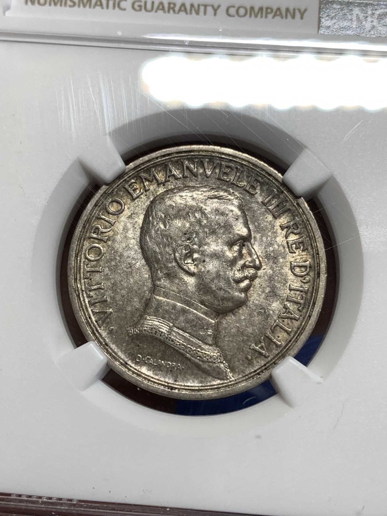 《竞宝斋》第218场-周日，周一 2场 (全场包邮) NGC-AU58 意大利1915-R 女神马车 2里拉银币