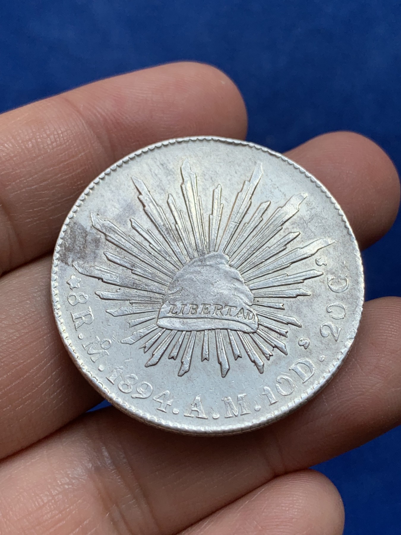 《竞宝斋》第218场-周日，周一 2场 (全场包邮) 墨西哥1894年 MO AM 鹰洋 8瑞尔银币 细节见图