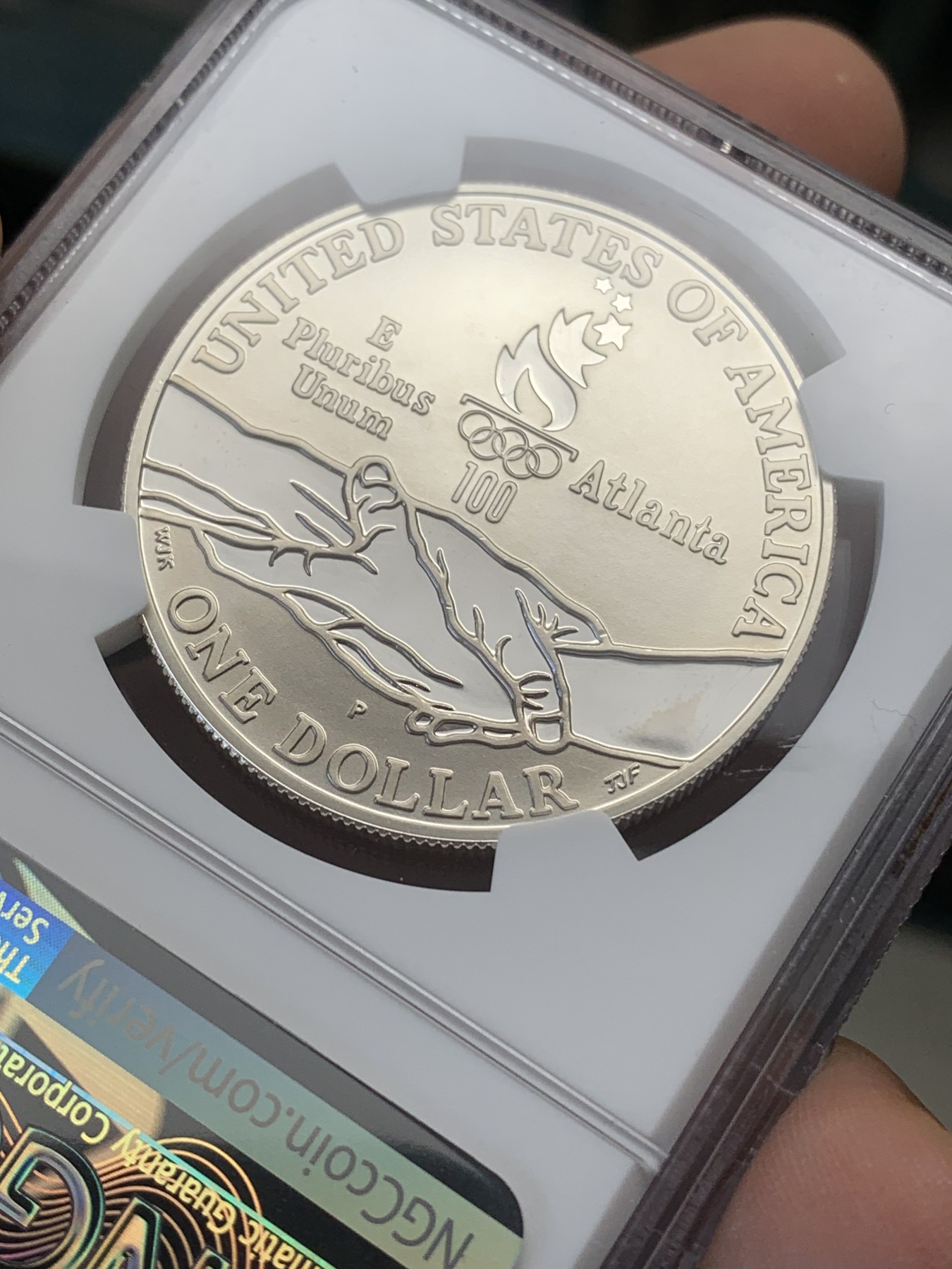 《竞宝斋》第218场-周日，周一 2场 (全场包邮) NGC PF69UC 美国1995年残奥会1美元大银币