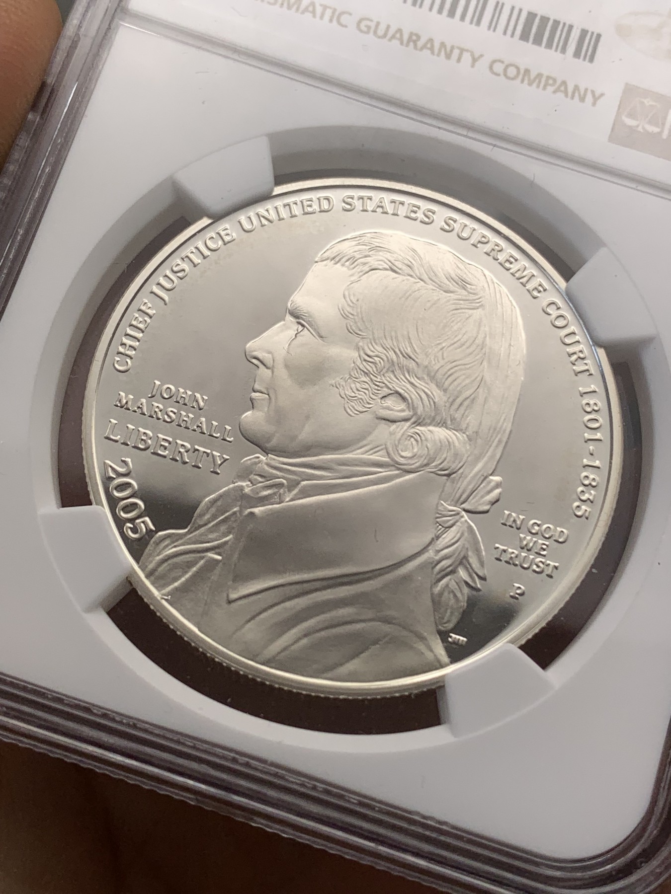 《竞宝斋》第218场-周日，周一 2场 (全场包邮) NGC PF69UC 美国2005年约翰马歇尔1美元大银币