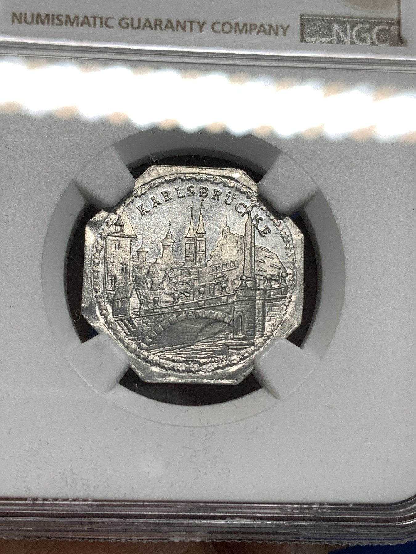 《竞宝斋》第218场-周日，周一 2场 (全场包邮) NGC-MS65 1920年德国紧急状态时期，纽伦堡20芬尼，景观系列