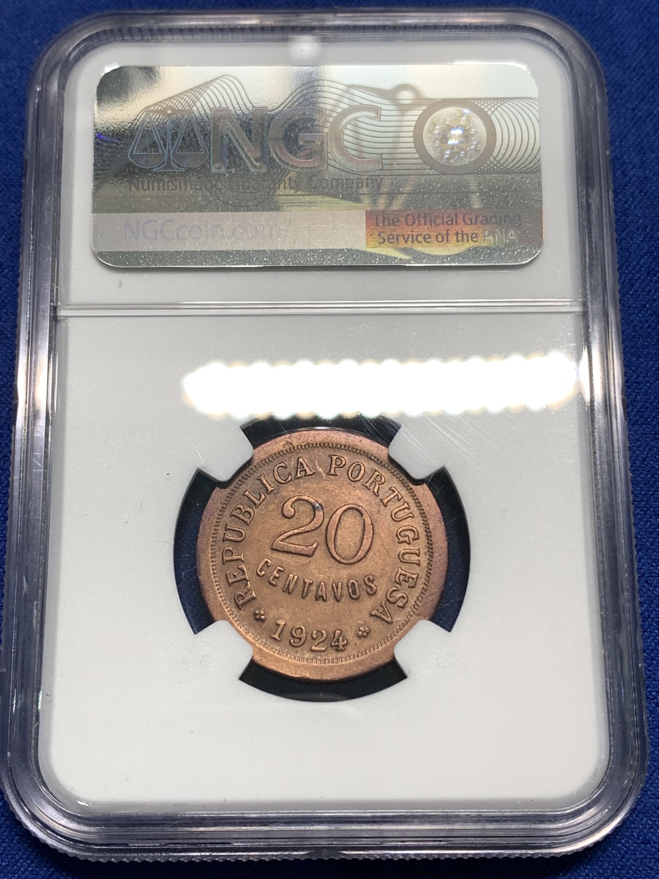 《竞宝斋》第218场-周日，周一 2场 (全场包邮) NGC AUD 葡萄牙1924年20C铜币