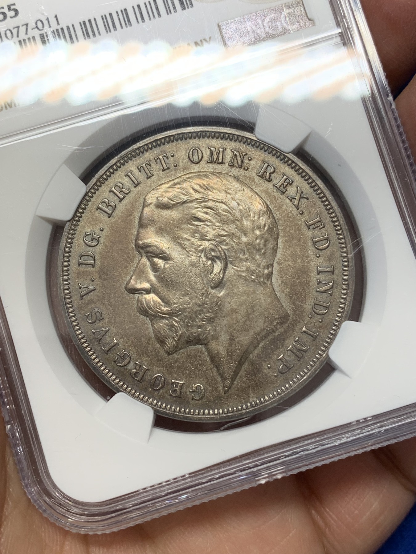 《竞宝斋》第218场-周日，周一 2场 (全场包邮) NGC AU55 英国 1935 乔治五世 木马剑 大银币 深彩包浆给分太难 整体非常好