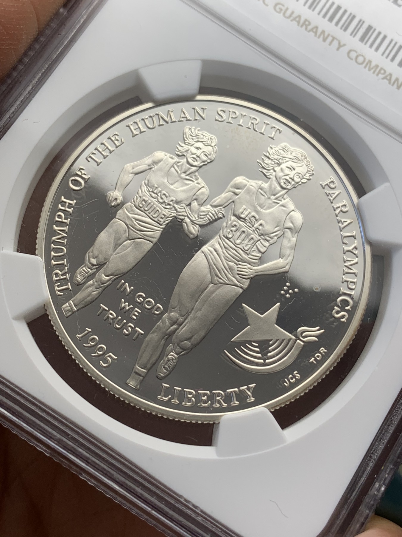 《竞宝斋》第218场-周日，周一 2场 (全场包邮) NGC PF69UC 美国1995年残奥会1美元大银币