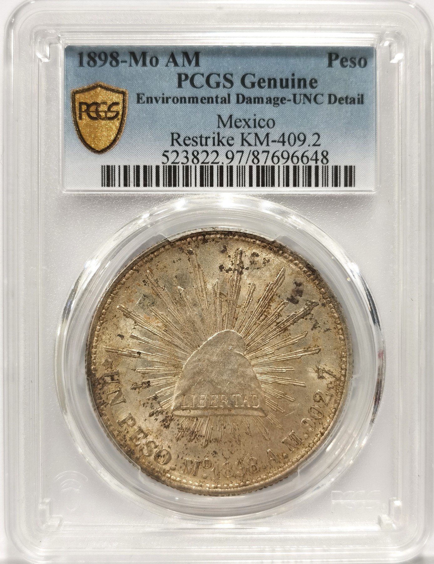 博洋堂【北京钱博会拍卖周】精品专场暨第54期（全场包邮） PCGS UNC 墨西哥1898年MO AM直边鹰洋，Restrike版，原味包浆